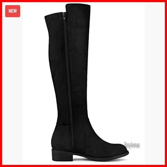 Knee High Boots with Chunky Heels and Side Zipper - Picture 7 of 7